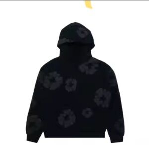 This is a Denim Tears Cotton Wreath Hoodie in black monochrome